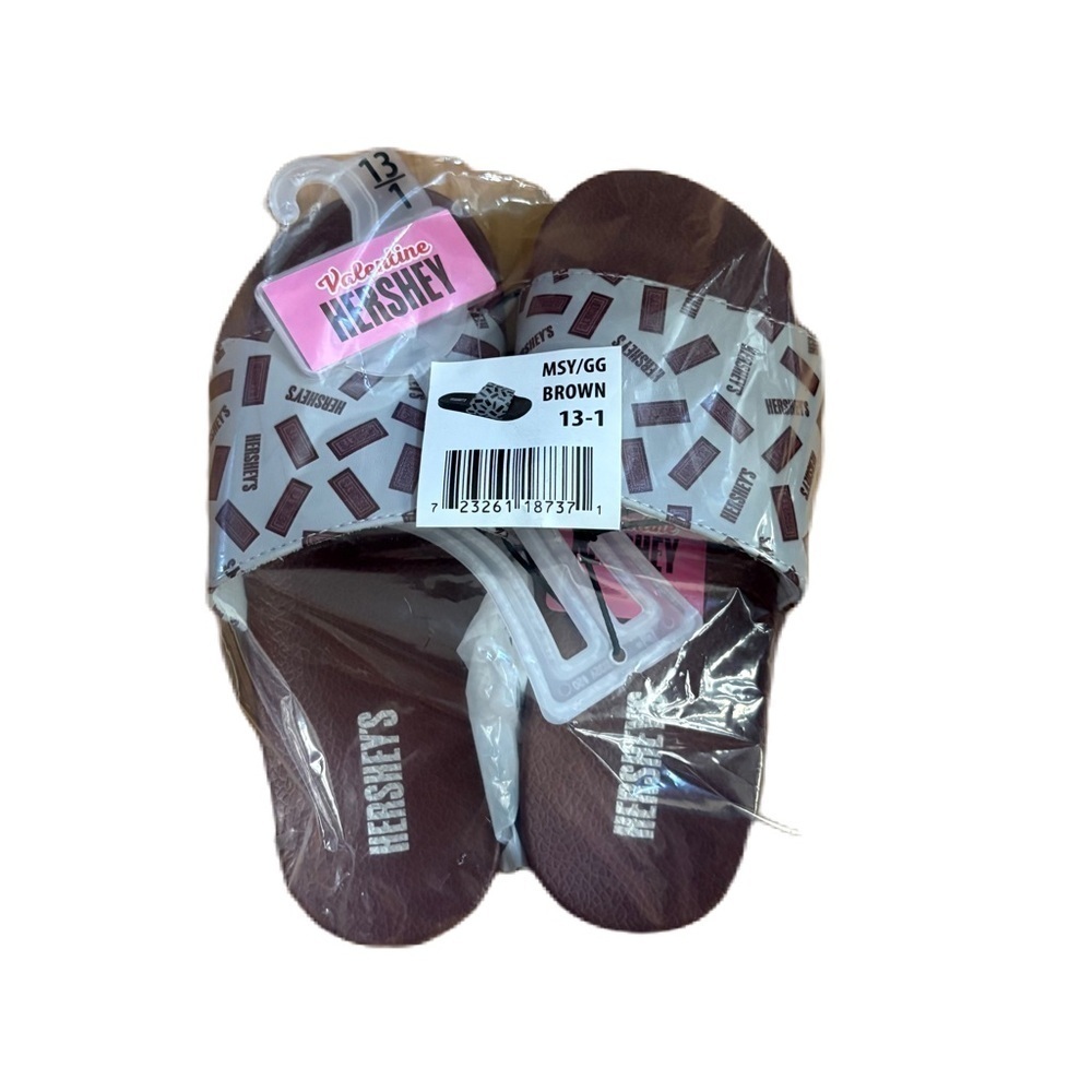 Hershey's Chocolate Brown Slide Sandals NEW 13/1 Hershey Park